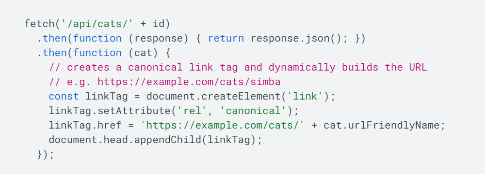JavaScript with canonical tags